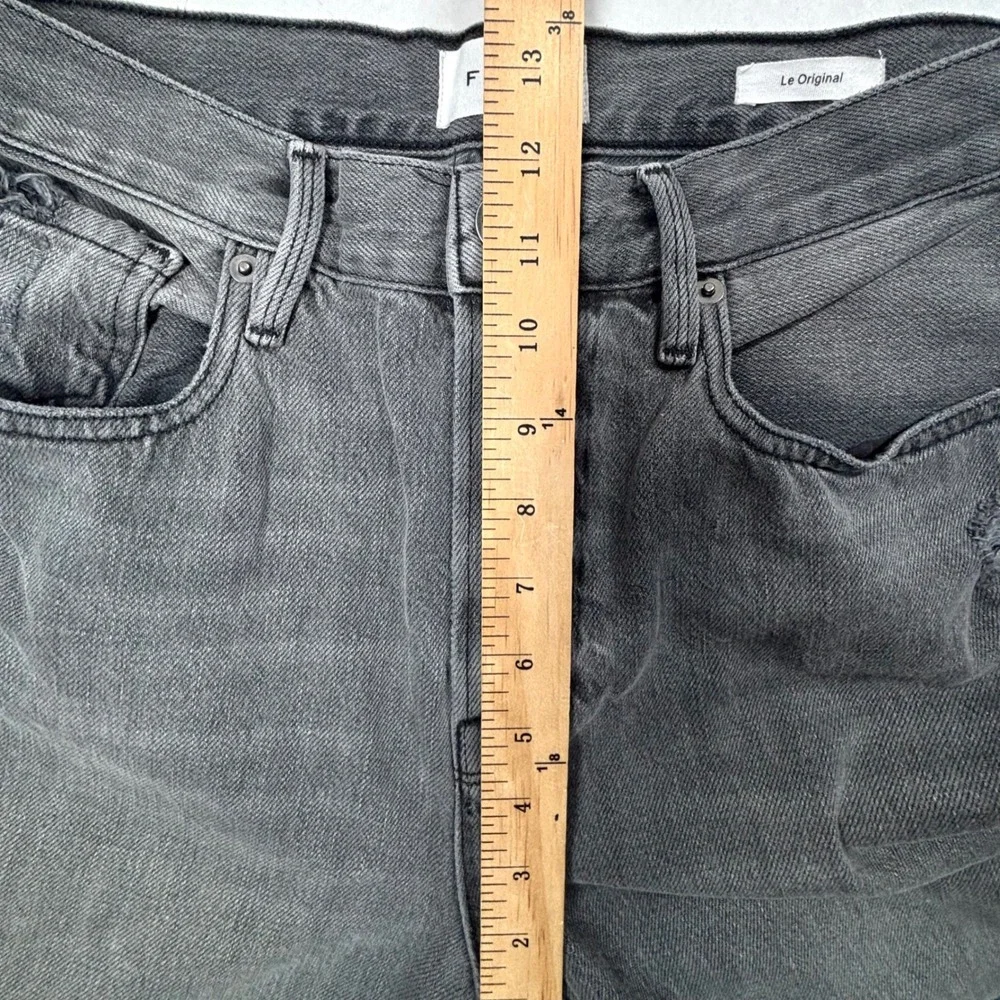 FRAME Gray Distressed Jeans Womens 29 30X27 Frayed Hem Button Fly Cropped EUC - Picture 6 of 11